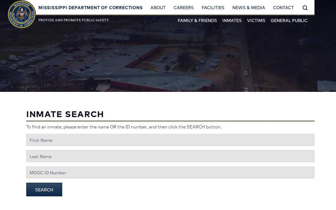 MDOC search fields for Yazoo County released inmate records